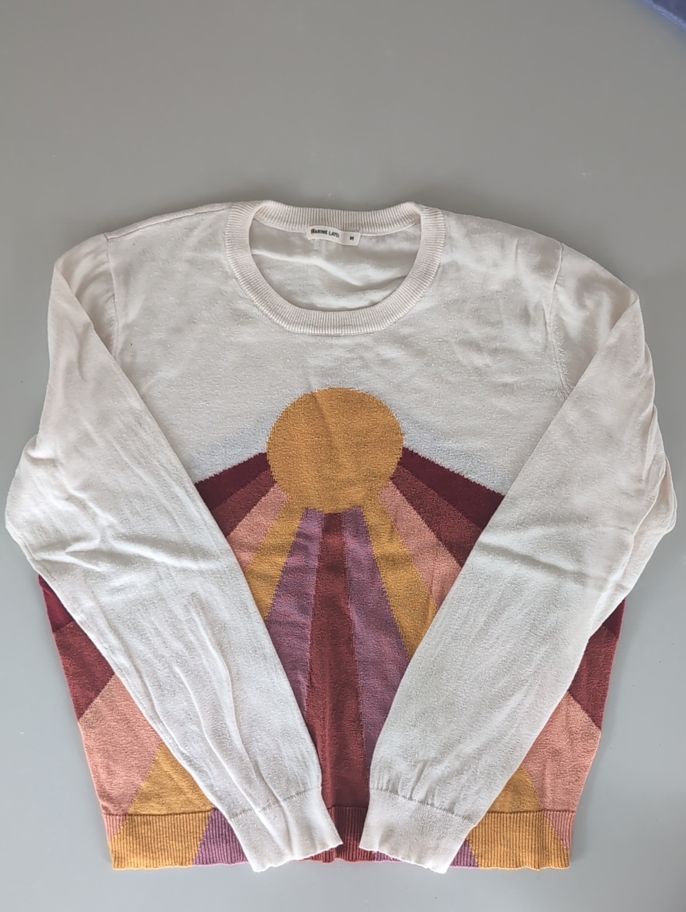 Sunburst Crewneck Sweater in Cream and Gold by Marine Layer